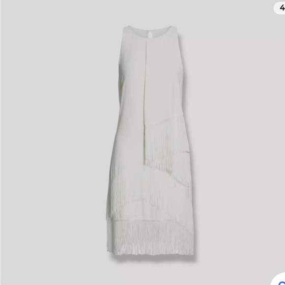 $498 Joie Women's White Tiered Fringe Jewel Neck Amiyah Shift Dress Size 2 - Picture 5 of 6